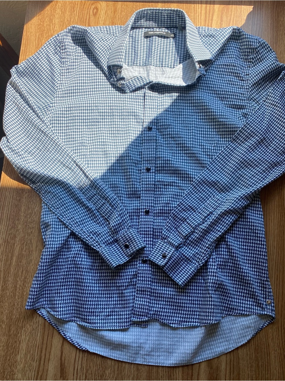 Karl Lagerfeld Blue Checked Dress Shirt